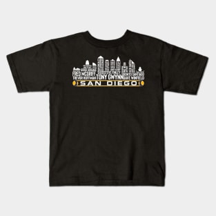 San Diego Baseball Team All Time Legends, San Diego City Skyline Kids T-Shirt